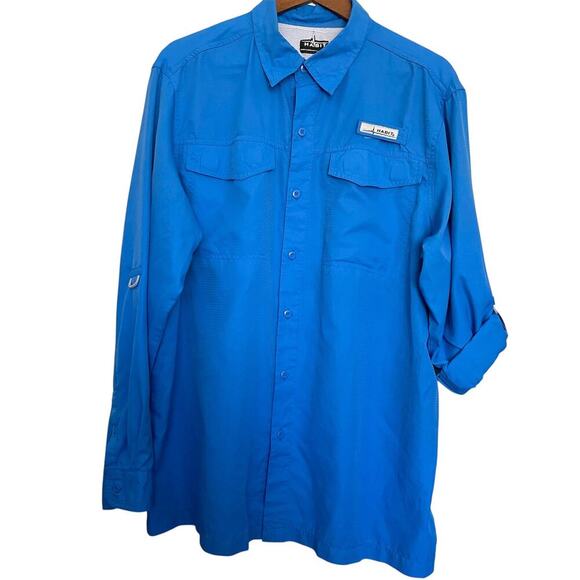 Habit Fishing Shirt Vented Button Up Roll Sleeve UPF 40+ Outdoor Size Large* - Picture 8 of 8